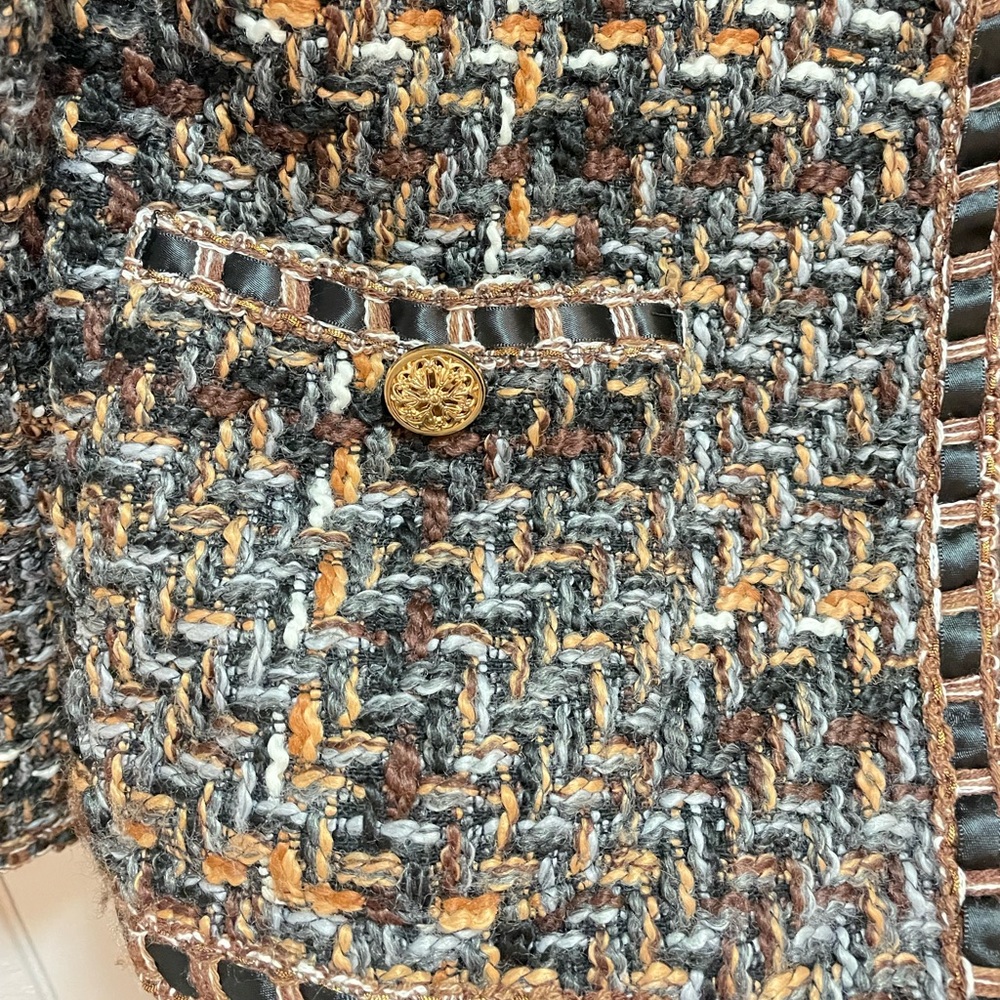Woman’s Tweed Loose Coat Jacket Top Size M - Picture 6 of 10